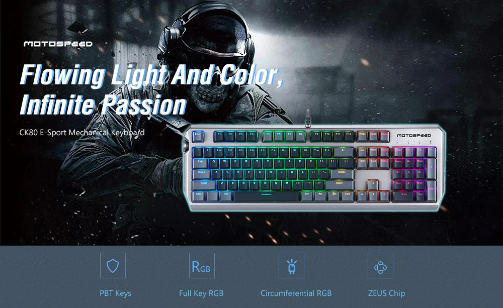 MOTOSPEED CK80 оригинальная механическая клавиатура USB Проводная игровая клавиатура RGB подсветка-светильник клавиатуры для игр