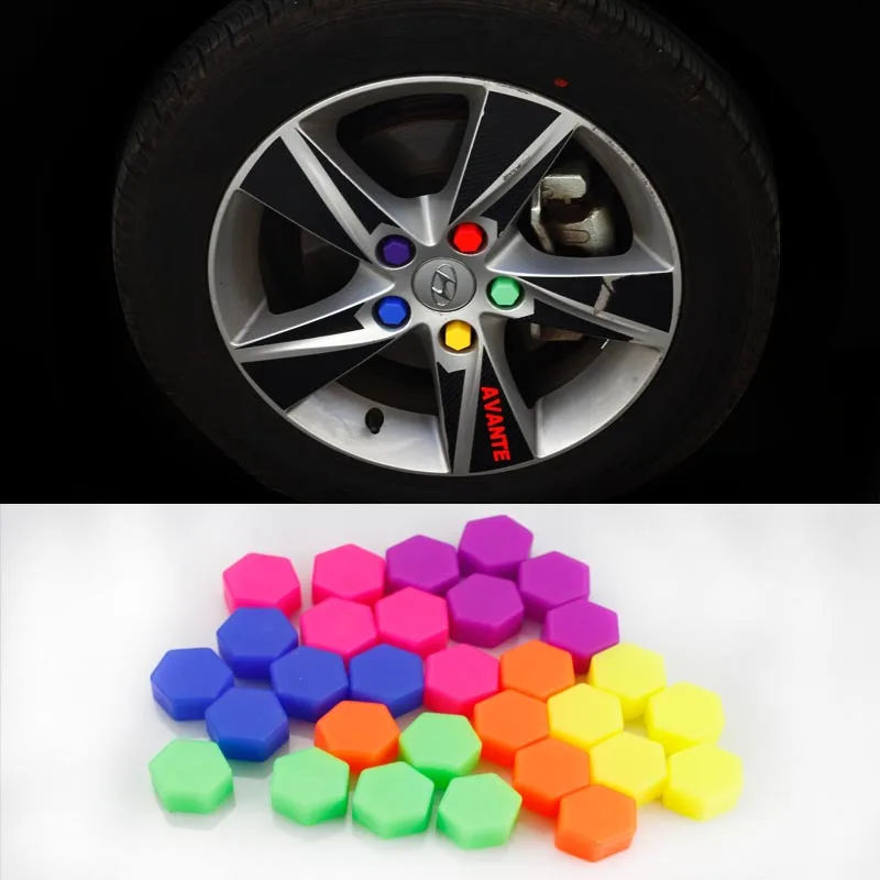 

20pcs/set multicolor Silicone Wheel Screws Nuts Caps Bolts Cup Covers 17MM 19MM 21MM