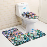 3pcsset mermaid mat fish scale bathroom toilet carpet toilet mattress non slip mattress toilet carpet rug bathroom rug set