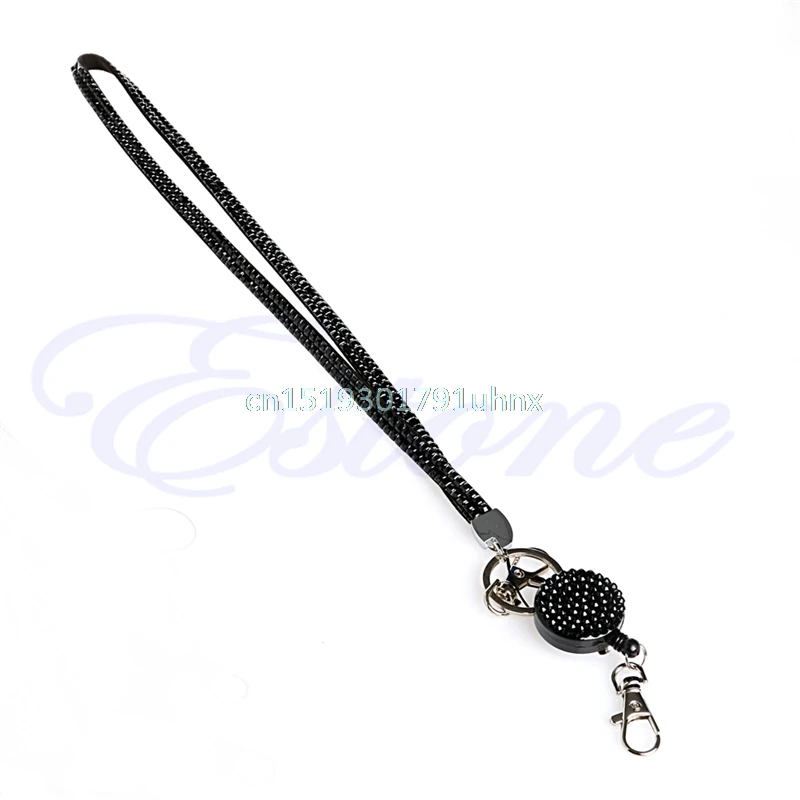 Выдвижной ID Badge Reel Crystal Стразы держатель для ключей телефона|neck lanyard|key neck holderrhinestone