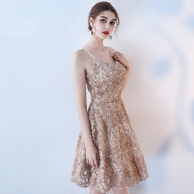 Женское кружевное платье Ladybeauty вечернее короткое с открытой спиной для
