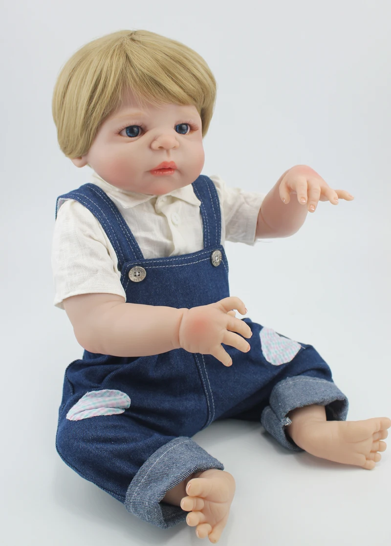 

BZDOLL 22" Full Silicone Vinyl Body Reborn Boy Doll Lifelike 55 CM Newborn Babies Doll Birthday Gift Bathe Toy