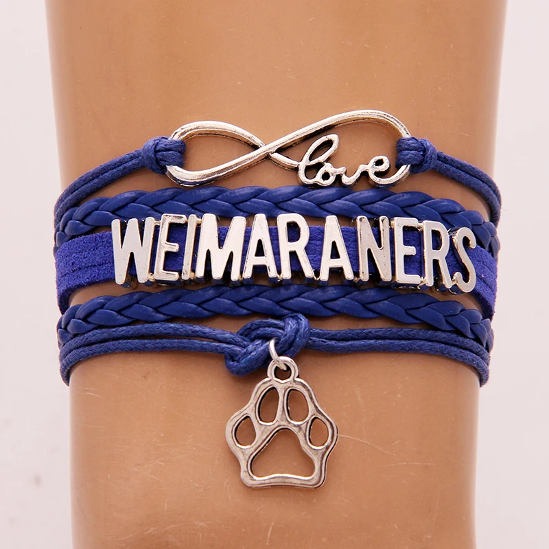 Браслет Infinity love Weimaraners подвеска собачья лапа кожаный браслет веревка ювелирные