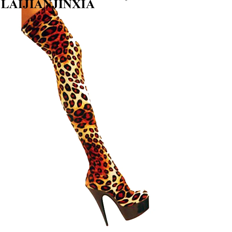 

LAIJIANJINXIA Fashion 15cm Extream High Heels Platform Thigh High Boots Over The Knee Boots Long Boots Heels Ladies Shoes A-021