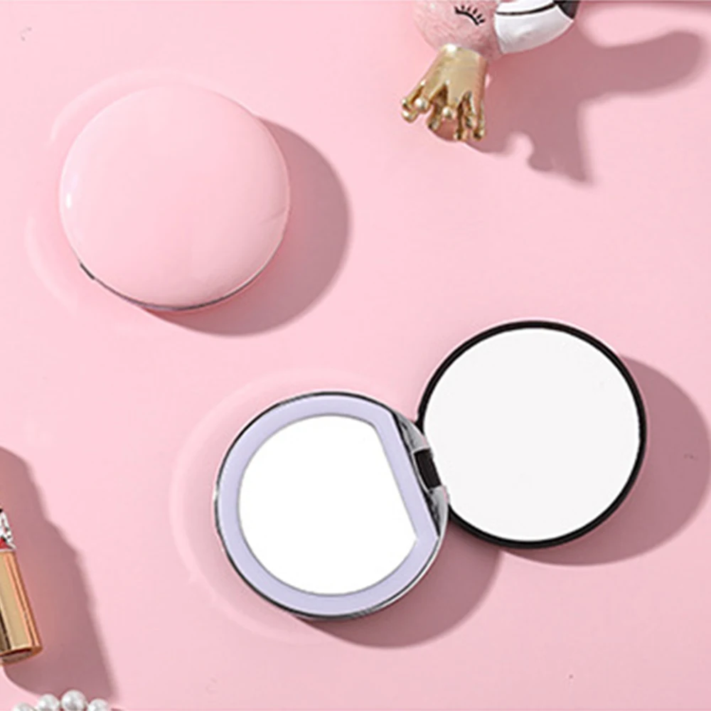 3 цвета мини зеркало для макияжа LED 3X увеличительное ручное портативное