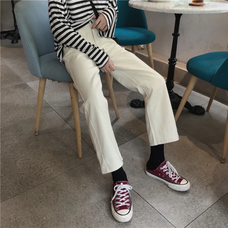High Waist Jeans Women Boyfriend Casual Wide Leg Denim Pants White Loose Straight Jean Vaqueros Mujer Trousers |
