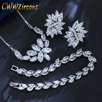 cwwzircons super sparkling marquise cubic zirconia necklace earrings and bracelet sets for women wedding party jewelry gift t013