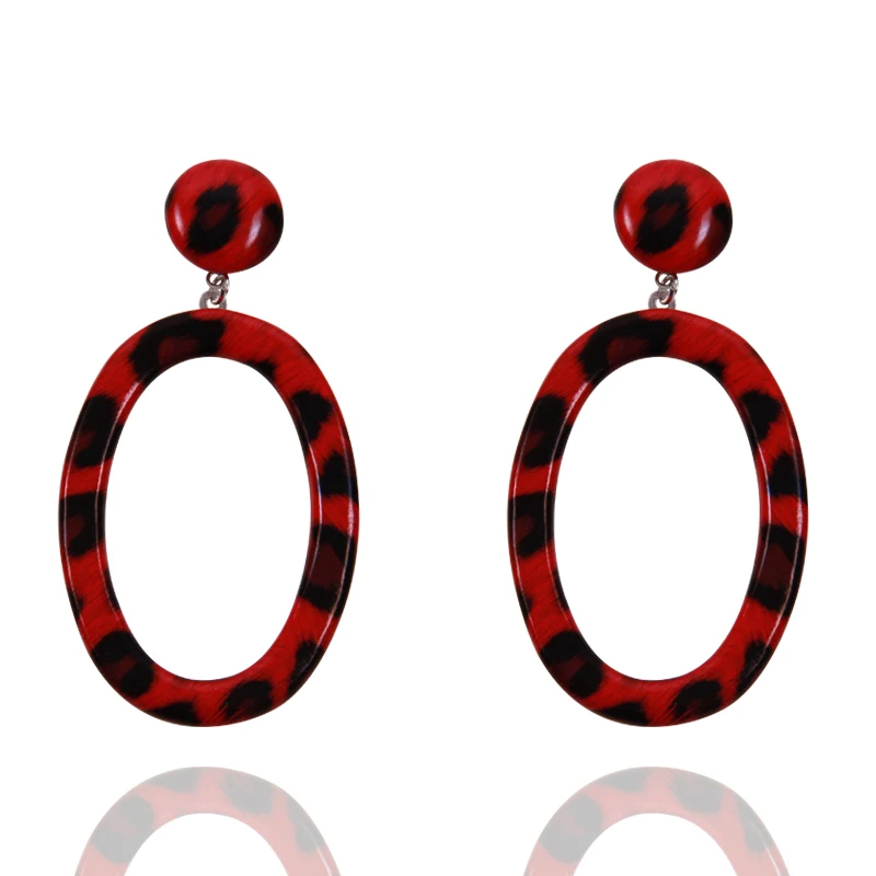 Женские овальные серьги подвески кожаные леопардовые классические винтажные