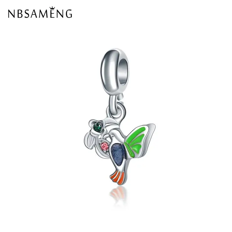 Оригинальные посеребренные бусины милая птица кристальная подвеска CZ подвески