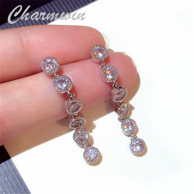 Charmwin новые модные длинные серьги в Корейском стиле женские круглые