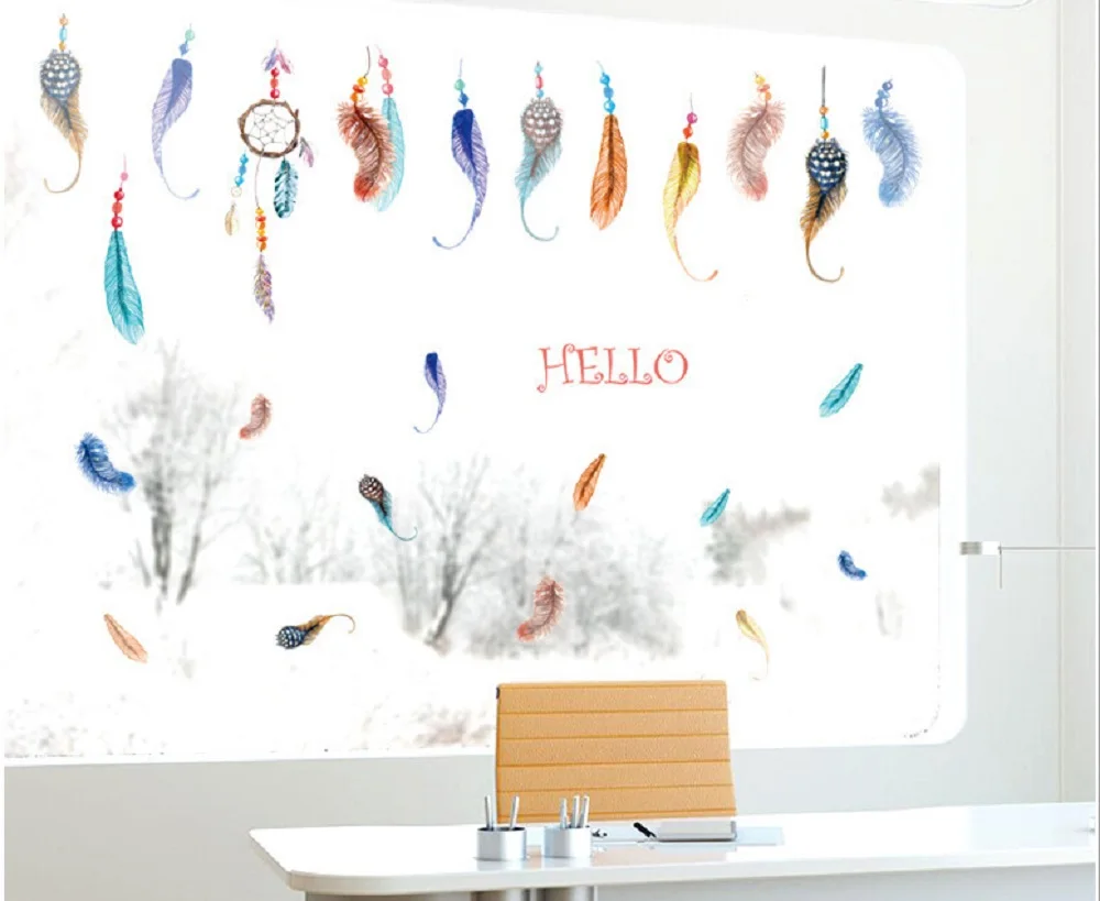 Самодельная Настенная Наклейка ручная роспись перо виниловые настенные