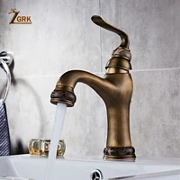 zgrk basin faucets solid brass deck mount bathroom sink faucet single handle easy install vintage antique mixer tap