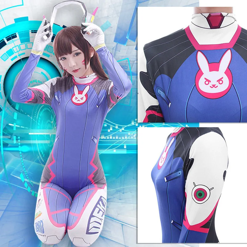 Костюм DVA костюмы на Хэллоуин косплей Dva печать для женщин облегающий костюм Dva| |