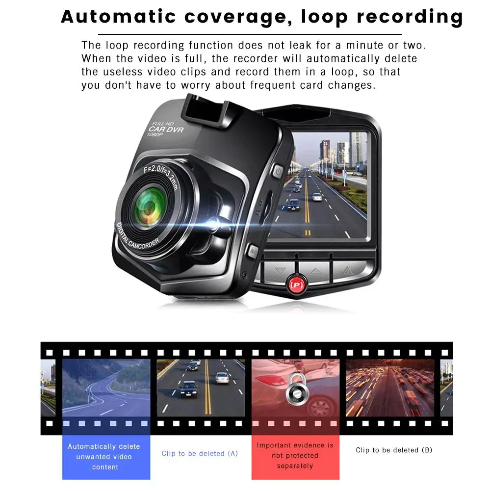 2 4 дюймовый передний задний видеорегистратор с двумя объективами 1080P HD мини