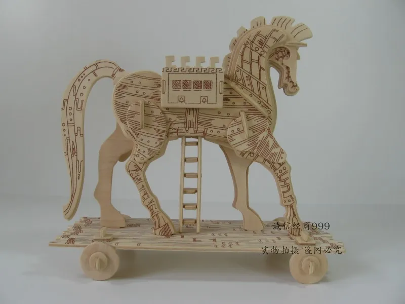 

Candice guo wooden toy wood 3D puzzle DIY Greek gift model Trojan Horse woodcraft construction kit assemble game baby gift 1pc
