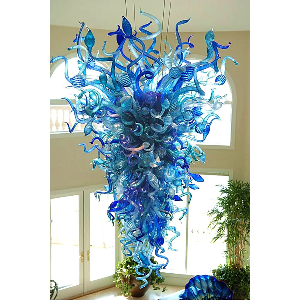 

rustic blue blown glass chandelier lighting from China
