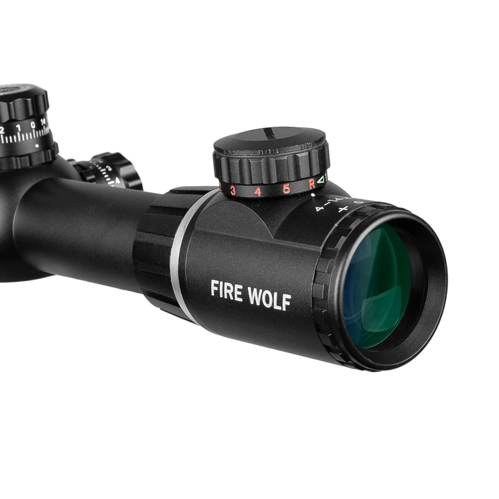 Тактический прицел Fire Wolf 4-14X40 красный зеленый крест круглая линия охотничий