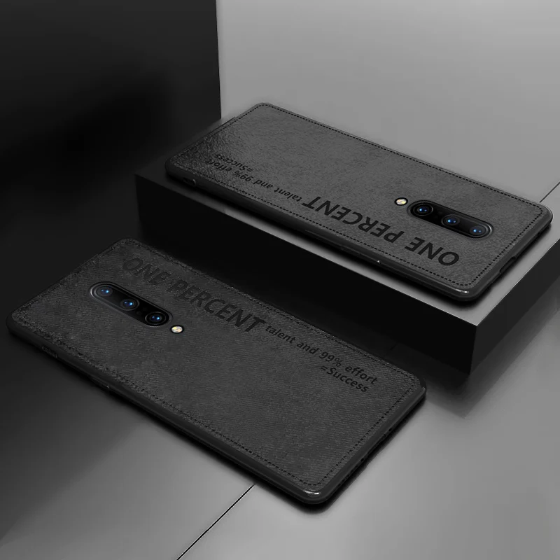 ADKO ультратонкий цветной чехол для телефона из поликарбоната для Oneplus 7 6 6T тканевый противоударный Стильный чехол для телефона с надписью для Oneplus 7 Pro - Цвет: Black Cloth