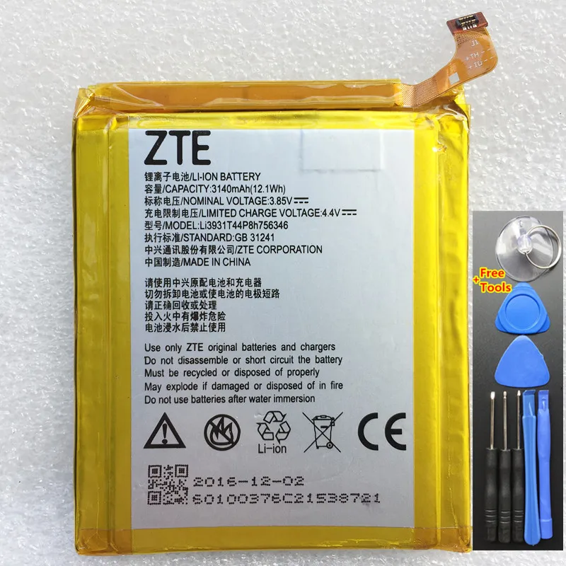 100% Новый оригинальный ZTE LI3931T44P8h756346 аккумулятор для телефона Axon 7 7S A2017 5 дюймов 3140