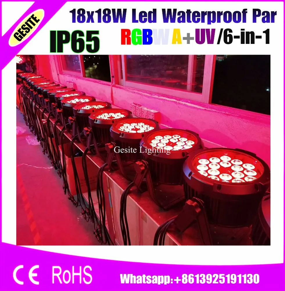 18X18W RGBW водонепроницаемое 64 светильник DMX 512 управление 8 каналов DJ оборудование |