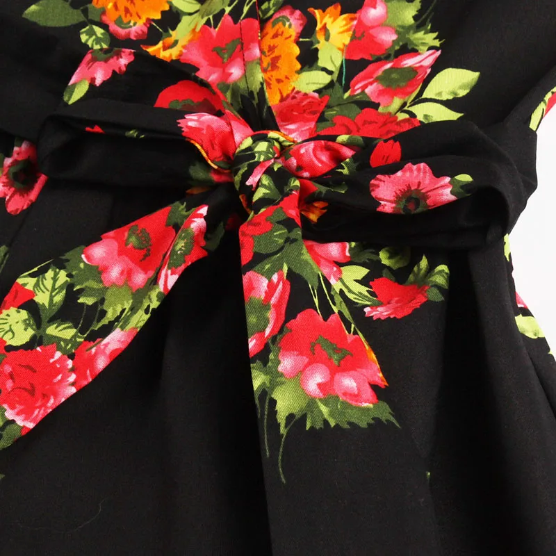 Jli может Для женщин винтажные v образным вырезом платье с цветочным принтом