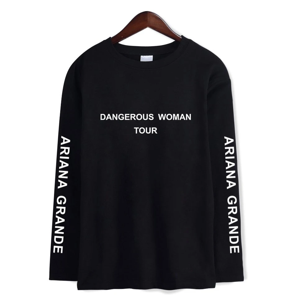 Ariana Grande Tour Футболка с принтом опасные гастроли длинным рукавом футболки моды мы