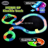 led laser race tracks 12 feet glowing light up flexible track glow in the dark with 1 flashing light up race car railway set
