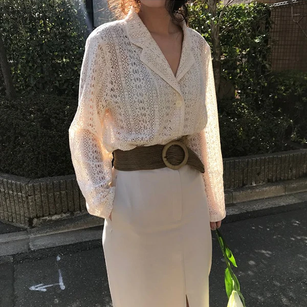 Осень 2018 Женский блейзер с длинным рукавом Кружевной Костюм вышивкой женская