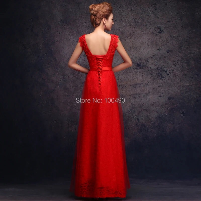 Fast Shipping Long red Lace Prom Dress 2014 Real Photo Tulle layer Beaded Up Cheap Evening Party Gowns In Stock DS361 | Свадьбы и