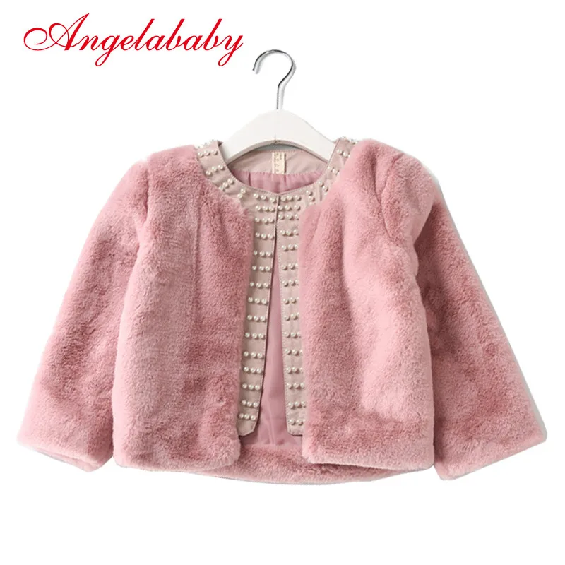 Baby Girls Jacket 2021 New Winte Real Plush Faux Fur Cotton Thicker Long Sleeve Party Wedding Caot for Girls Kids Clothing