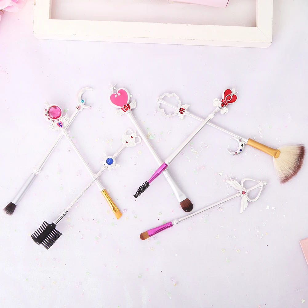 BBL 7 шт Аниме Сейлор Мун серебряные кисти для макияжа Cardcaptor Sakura Wands основа консилер
