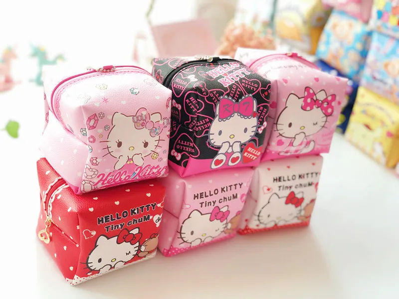 Новая квадратная сумка для хранения Hello kitty из ПУ кошелек на молнии косметичка EX