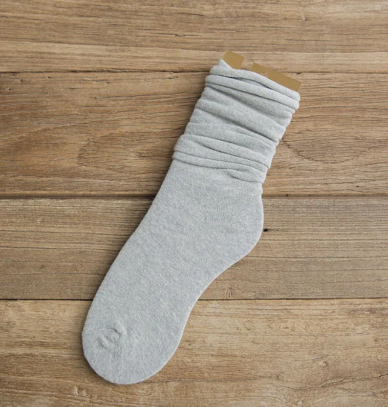 Light Grey Длинные женские носки, хлопковые, весенние, осенние, модные, свободные, завитые, цветные, одноцветные, повседневные, корейские, японские, длинные, с вырезом лодочкой, носки - Цвет: Light Grey