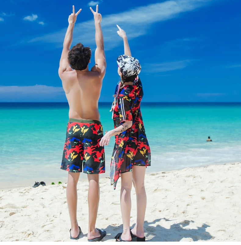 Купальники для пар комплект бикини из 3 предметов однотонные с длинными крышками