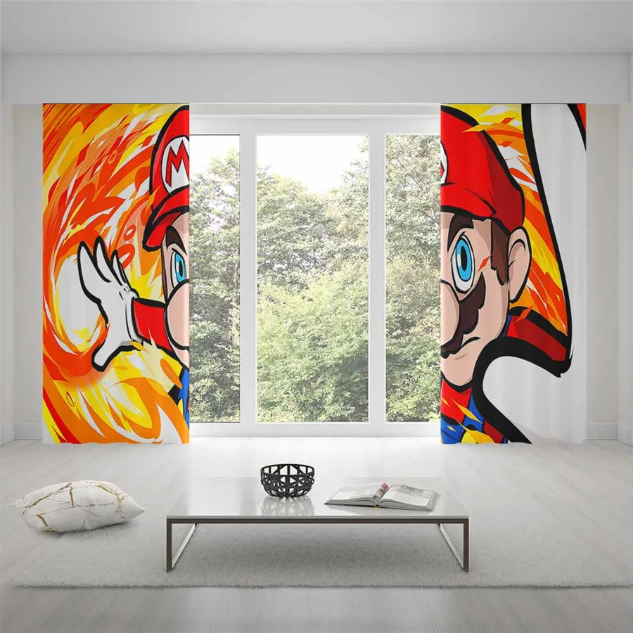 3D Window Curtains Mario Print for Living Room Bedding Room Home Decor Tapestry Wall Carpet Drapes Cotinas#MLA-1