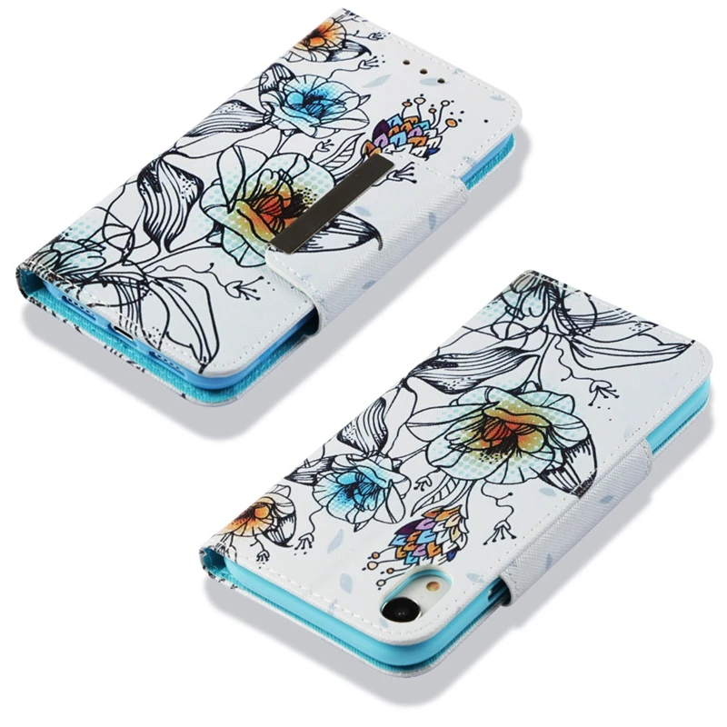 Кожаный чехол кошелек для Iphone XS MAX XR X 10 8 7 6 6S Plus с цветком Эйфелева башня Бабочка