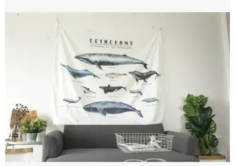 

flying fish printed wall tapestry simple hanging cloth decorative thin blanket towel yoga