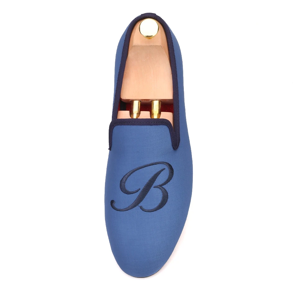 PIERGITAR 2019 new letters embroidery men fabric shoes Fashion prom and Banquet men's loafers British style smoking slippers | Обувь