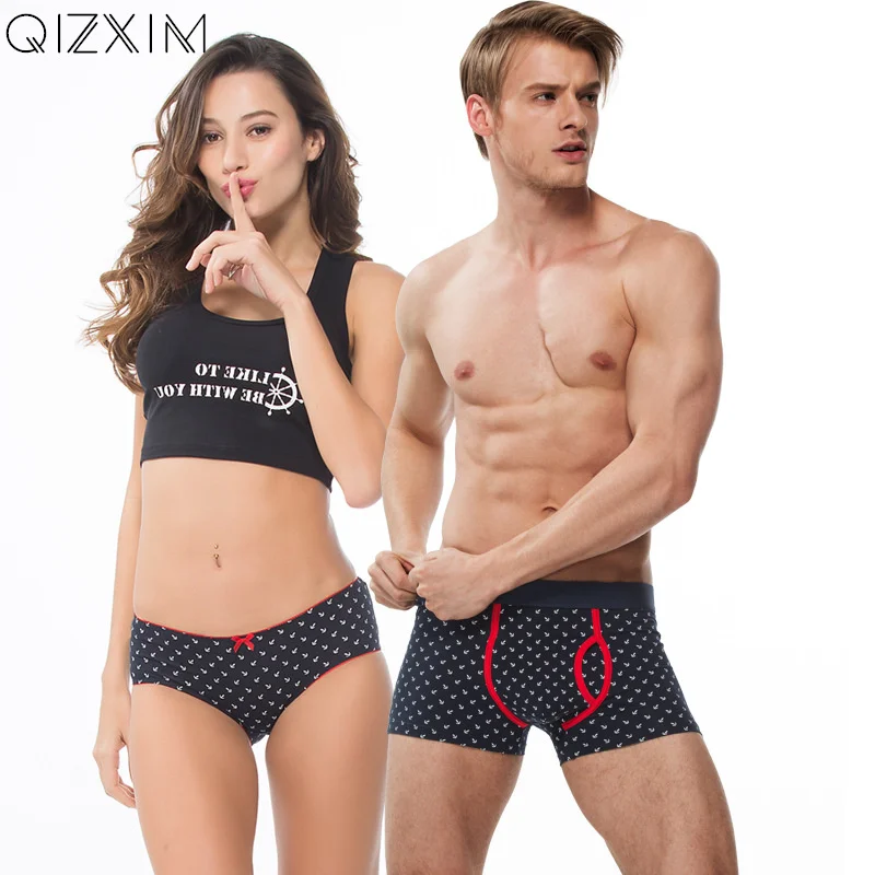 Нижнее белье QIZXIM из 100% хлопка темно синие трусы с принтом якоря для влюбленных