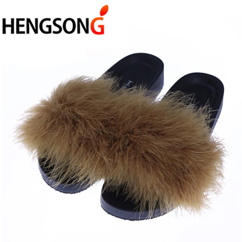 HENGSONG/Очаровательные пляжные женские сандалии на толстой подошве с мехом