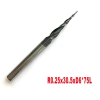 1pc 6mm shank 2 flutes hrc55 tungsten solid carbide tapered ball nose end mills and cone cutter