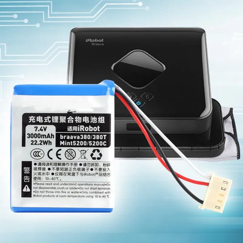 Высокое качество 7 4 V 3000mah литиевая аккумуляторная батарея Замена для Irobot Braava 380T 380