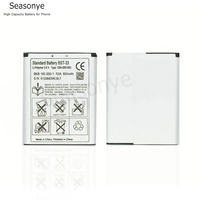 Seasonye 2x950mAh BST 33 / BST33 Сменный аккумулятор для V800 C702 C901 C903 F305 G502 G700 G705 G900 J105 K530i K550|battery
