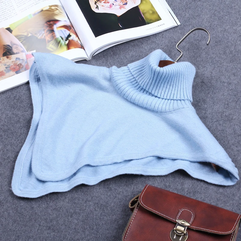 Women Autumn Winter Turtleneck Cashmere Blend Pullover Knitted Cape Ring Scarves Solid Color Warm All-Match Bufandas Stock Clear | Женская
