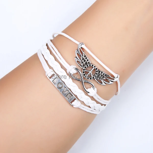 2014 Best gift most fashion infinity love bracelet bike logo wheel leather for woman | Украшения и аксессуары