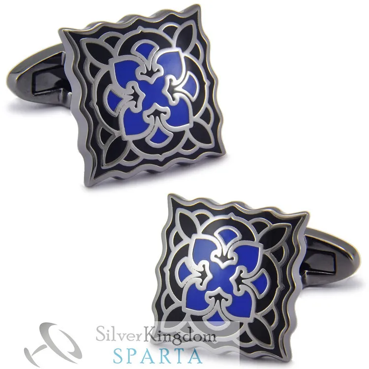 

Темно-синие цветные эмалированные вольфрамовые золотые гальванические запонки высококачественные металлические мужские запонки