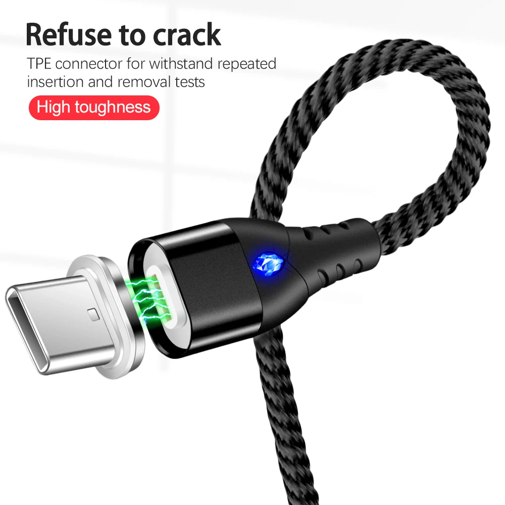 Магнитный кабель Marjay 3A Quick Charge 3,0 usb type-C кабель для samsung S8 S9 Nokia 8 Xiaomi Mi8 Mi9 Магнитный зарядный кабель type-C