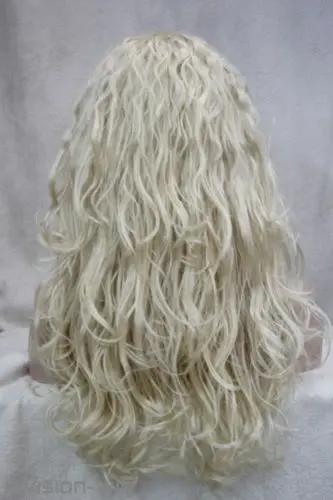 Горячая жаропрочных Партия волос&gt&gt&gt Мода Бледная Блондинка Длинные Вьющиеся