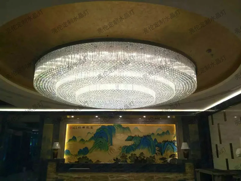 Большая гостиничная Инженерная Хрустальная потолочная лампа на заказ круглая