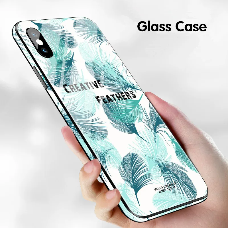 Цветной полный чехол с краями из закаленного стекла для телефона iphone x xs max xr